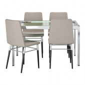 GLIVARP /
PREBEN Table and 4 chairs, clear, Tenö light gray - 599.321.27