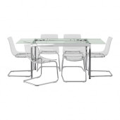 GLIVARP /
TOBIAS Table and 6 chairs, clear, clear - 599.321.46