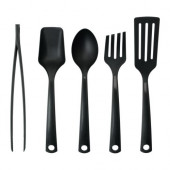 GNARP 5-piece kitchen utensil set, black - 001.142.52