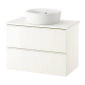 GODMORGON/
ALDERN / TÖRNVIKEN Cabinet, countertop, 19 5/8" sink, high gloss white, white - 890.959.62