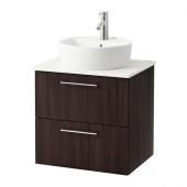 GODMORGON/
ALDERN / TÖRNVIKEN Cabinet, countertop, 19 5/8" sink, black-brown, white - 990.967.20