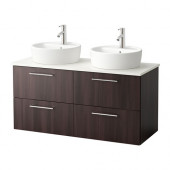 GODMORGON/
ALDERN / TÖRNVIKEN Cabinet, countertop, 19 5/8" sink, black-brown, white - 690.970.14