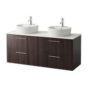 GODMORGON/
ALDERN / TÖRNVIKEN Cabinet, countertop, 19 5/8" sink, black-brown, white - 890.971.31