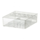 GODMORGON Box with compartments, clear - 601.774.73