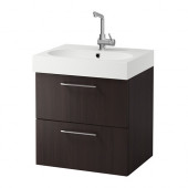 GODMORGON /
BRÅVIKEN Sink cabinet with 2 drawers, black-brown - 298.947.06