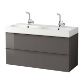 GODMORGON /
BRÅVIKEN Sink cabinet with 4 drawers, high gloss gray - 899.035.38