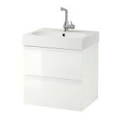 GODMORGON /
BRÅVIKEN Sink cabinet with 2 drawers, white high gloss white - 798.843.33