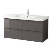 GODMORGON /
ODENSVIK Sink cabinet with 4 drawers, high gloss gray - 499.035.40