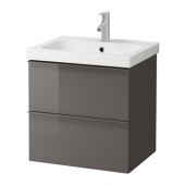 GODMORGON /
ODENSVIK Sink cabinet with 2 drawers, gray high gloss gray - 798.843.71