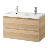 GODMORGON /
ODENSVIK Sink cabinet with 2 drawers, white stained oak effect white stained oak - 099.032.50