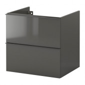 GODMORGON Sink cabinet with 2 drawers, high gloss gray - 401.971.32