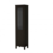 HEMNES Cabinet with panel/glass door, black-brown - 902.271.17