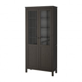 HEMNES Cabinet with panel/glass door, black-brown - 702.271.18