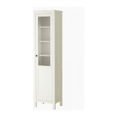 HEMNES Cabinet with panel/glass door, white stain - 602.271.14