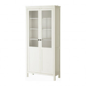 HEMNES Cabinet with panel/glass door, white stain - 302.271.15