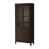 HEMNES Glass-door cabinet with 3 drawers, black-brown - 502.135.89
