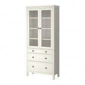 HEMNES Glass-door cabinet with 3 drawers, white stain - 702.135.93