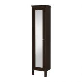 HEMNES High cabinet with mirror door, black-brown stain - 902.176.70