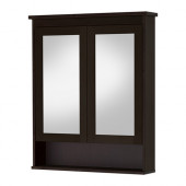 HEMNES Mirror cabinet with 2 doors, black-brown stain - 602.176.76