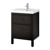HEMNES /
ODENSVIK Sink cabinet with 2 drawers, black-brown stain - 999.060.51