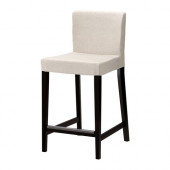 HENRIKSDAL Bar stool with backrest, brown-black, Linneryd natural - 198.745.77