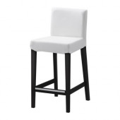 HENRIKSDAL Bar stool with backrest, brown-black, Gobo white - 198.623.34
