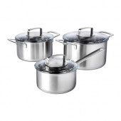 IKEA 365+ 6-piece cookware set, stainless steel, glass - 402.567.39
