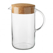 IKEA 365+ Pitcher with lid, clear glass, cork - 502.797.21