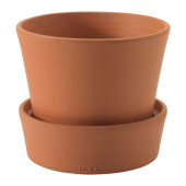 INGEFÄRA Plant pot with saucer, outdoor indoor/outdoor, terracotta - 502.580.40