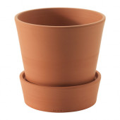 INGEFÄRA Plant pot with saucer, outdoor indoor/outdoor, terracotta - 302.580.41