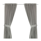 INGERT Curtains with tie-backs, 1 pair, gray - 002.578.54