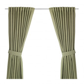 INGERT Curtains with tie-backs, 1 pair, green - 602.578.51