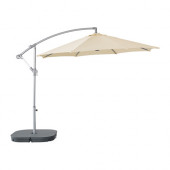 KARLSÖ /
SVARTÖ Hanging umbrella with base, beige, dark gray - 990.484.37