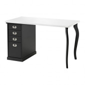 KLIMPEN /
LALLE Table with drawers, white, black - 990.472.06