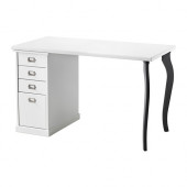 KLIMPEN /
LALLE Table with drawers, white, gray - 590.472.08