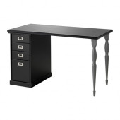 KLIMPEN /
NIPEN Table with drawers, black, gray - 990.472.11