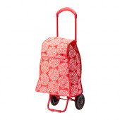 KNALLA Shopping bag with wheels, red, white - 002.836.93