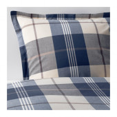 KUSTRUTA Duvet cover and pillowcase(s), blue check - 002.584.67