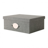 KVARNVIK Box with lid, gray - 902.566.71