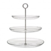 KVITTERA Serving platter, 3 tiers, clear glass, stainless steel - 902.798.42