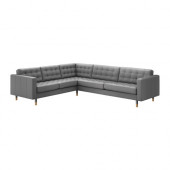 LANDSKRONA Corner sofa 2+3/3+2, Grann, Bomstad gray/wood - 390.318.64