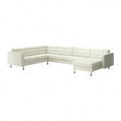 LANDSKRONA Corner sofa 2+3/3+2 and chaise, Grann, Bomstad white/wood - 990.462.97