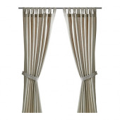 LENDA Curtains with tie-backs, 1 pair, light beige - 201.119.74