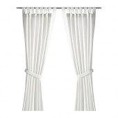 LENDA Curtains with tie-backs, 1 pair, bleached white - 500.901.16