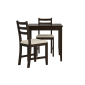 LERHAMN Table and 2 chairs, black-brown, Vittaryd beige - 690.072.02