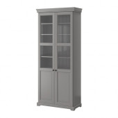 LIATORP Bookcase with glass doors, gray - 690.287.56
