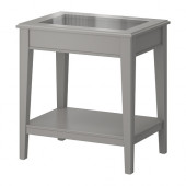 LIATORP Side table, gray, glass - 702.781.03