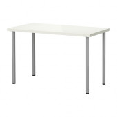 LINNMON /
ADILS Table, high gloss white, silver color - 499.326.51