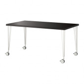 LINNMON /
KRILLE Table, black-brown, white - 190.019.43