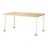 LINNMON /
KRILLE Table, birch effect, white - 690.019.45